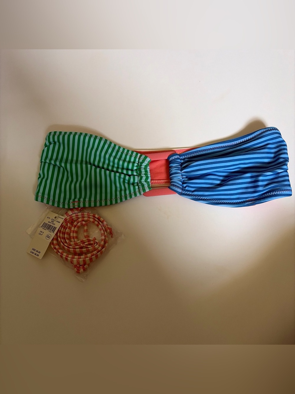 aerie Striped Swim Headband in Green, Blue & Coral